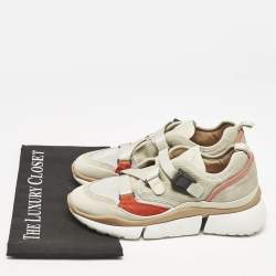 Chloé Multicolor Suede And Fabric Sonnie Low Top Sneakers Size 38