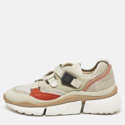 Chloé Multicolor Suede And Fabric Sonnie Low Top Sneakers Size 38