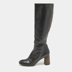 Chloe Black Leather Zip Up Knee Length Boots Size 40