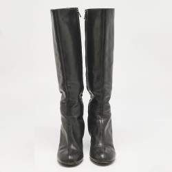 Chloe Black Leather Zip Up Knee Length Boots Size 40