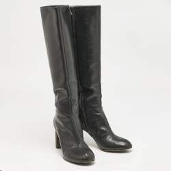 Chloe Black Leather Zip Up Knee Length Boots Size 40