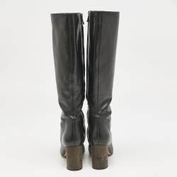 Chloe Black Leather Zip Up Knee Length Boots Size 40