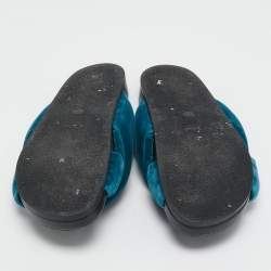 Chloe Blue Velvet Crisscross  Flat Sandals Size 39