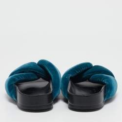 Chloe Blue Velvet Crisscross  Flat Sandals Size 39