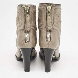 Chloe Beige Quilted Leather Ankle Boots Size 36.5
