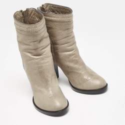 Chloe Beige Quilted Leather Ankle Boots Size 36.5
