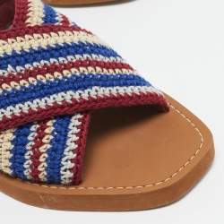 Pre Owned Chloe Multicolor Knit Fabric Woody Flat Sandals Size 37