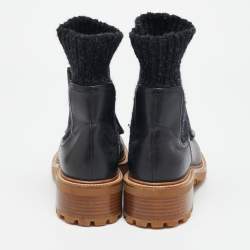Chloé Black Fabric and Leather Ankle Length Chelsea Boots Size 36