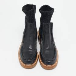 Chloé Black Fabric and Leather Ankle Length Chelsea Boots Size 36
