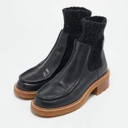 Chloé Black Fabric and Leather Ankle Length Chelsea Boots Size 36