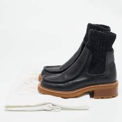 Chloé Black Fabric and Leather Ankle Length Chelsea Boots Size 36