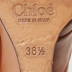 Chloe Brown Leather Strappy Buckle Wedge Sandals Size 36.5