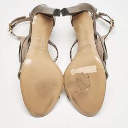 Chloe Metallic Leather Fringe T-Strap Sandals Size 36.5