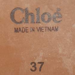 Chloe Beige Canvas Logo Ribbon Woody Flat Slide Sandals Size 37