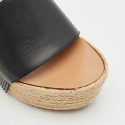 Chloe Black Leather Estel Wedge Slide Sandals Size 36