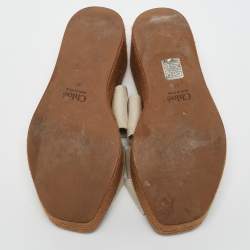 Chloe White Canvas Woody Espadrille Sandals Size 37