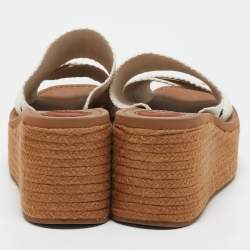 Chloe White Canvas Woody Espadrille Sandals Size 37