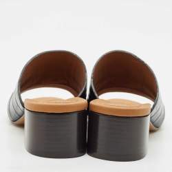 Chloe Black Croc Embossed Leather  C Logo Mules Size 40
