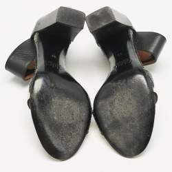 Chloe Black/BeigeSnakeskin and Leather Ankle Strap Sandals Size 36