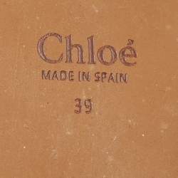 Chloe White Canvas Woody Wedge Slide Sandals Size 39