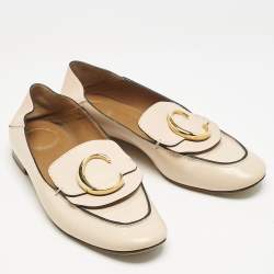 Chloe Beige Leather Convertible Loafers Size 37