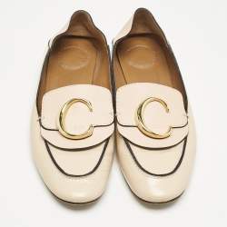 Chloe Beige Leather Convertible Loafers Size 37