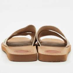 Chloe Off White Logo Print Canvas Woody Flat Slides Size 38