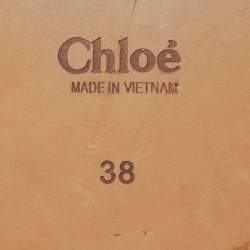 Chloe Off White Logo Print Canvas Woody Flat Slides Size 38