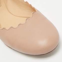 Pre Owned Chloe Dusty Pink Leather Scallop Lauren Ballet Flats Size 36.5