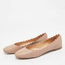 Pre Owned Chloe Dusty Pink Leather Scallop Lauren Ballet Flats Size 36.5