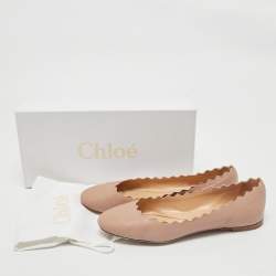 Pre Owned Chloe Dusty Pink Leather Scallop Lauren Ballet Flats Size 36.5