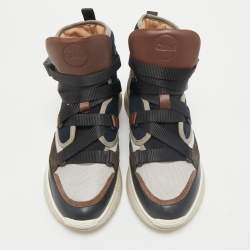Chloe Multicolor Canvas and Suede Sonnie High Top Sneakers Size 38