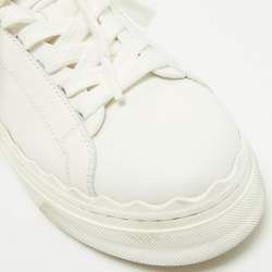 Chloe White Leather Lauren Lace Up Sneakers Size 36