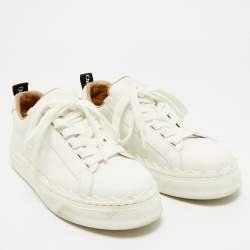 Chloe White Leather Lauren Lace Up Sneakers Size 36