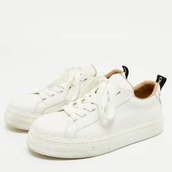 Chloe White Leather Lauren Lace Up Sneakers Size 36