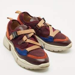 Chloé Multicolor Suede and Mesh Sonnie Sneakers Size 39