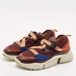 Chloé Multicolor Suede and Mesh Sonnie Sneakers Size 39