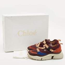 Chloé Multicolor Suede and Mesh Sonnie Sneakers Size 39