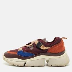 Chloé Multicolor Suede and Mesh Sonnie Sneakers Size 39