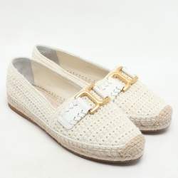 Chloe Off-White Crochet Marcie Espadrille Flats Size 38