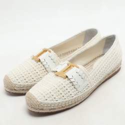 Chloe Off-White Crochet Marcie Espadrille Flats Size 38