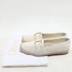 Chloe Off-White Crochet Marcie Espadrille Flats Size 38