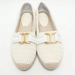 Chloe Off-White Crochet Marcie Espadrille Flats Size 38