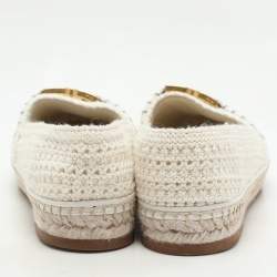 Chloe Off-White Crochet Marcie Espadrille Flats Size 38