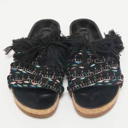 Chloe Multicolor Crochet Wavy Flat Sandals Size 37