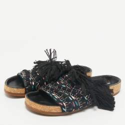 Chloe Multicolor Crochet Wavy Flat Sandals Size 37