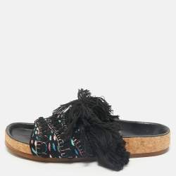 Chloe Multicolor Crochet Wavy Flat Sandals Size 37
