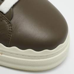 Chloe Brown Lace and Leather Lauren Sneakers Size 39