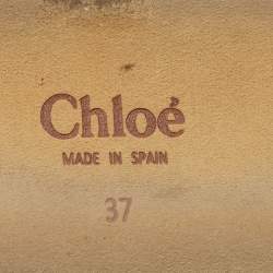 Pre Owned Chloe White Woven Crochet Wavy Flat Slides Size 37