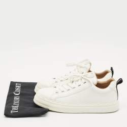 Chloe White Leather Lauren Lace Up Low Top Sneakers Size 39